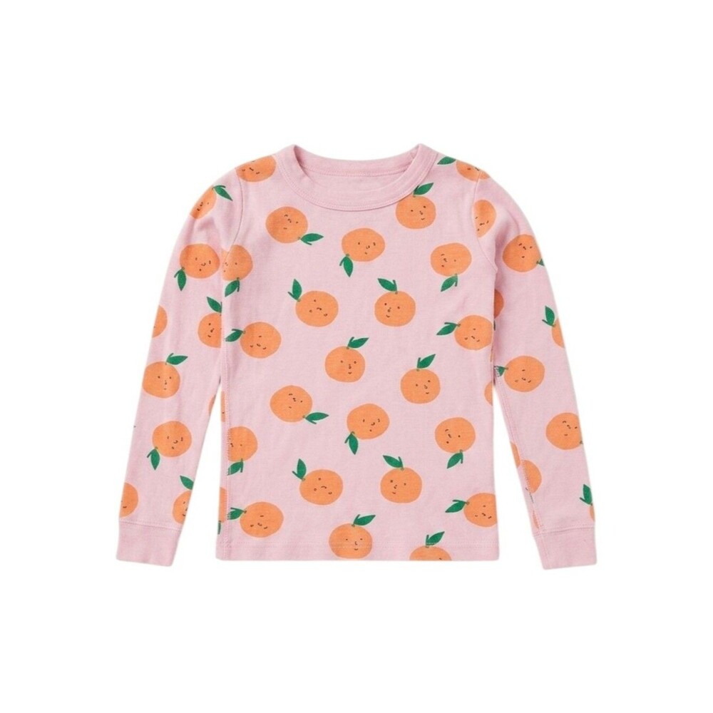 Hanna Andersson Kids Pink Orange Fruit Long Sleeve Shirt Cotton Girls Size 130 8